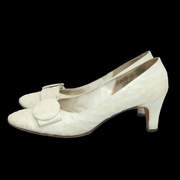 Paul Allan Vintage White Leather Heels, Women's 5.5AAA - Picture 1 of 11